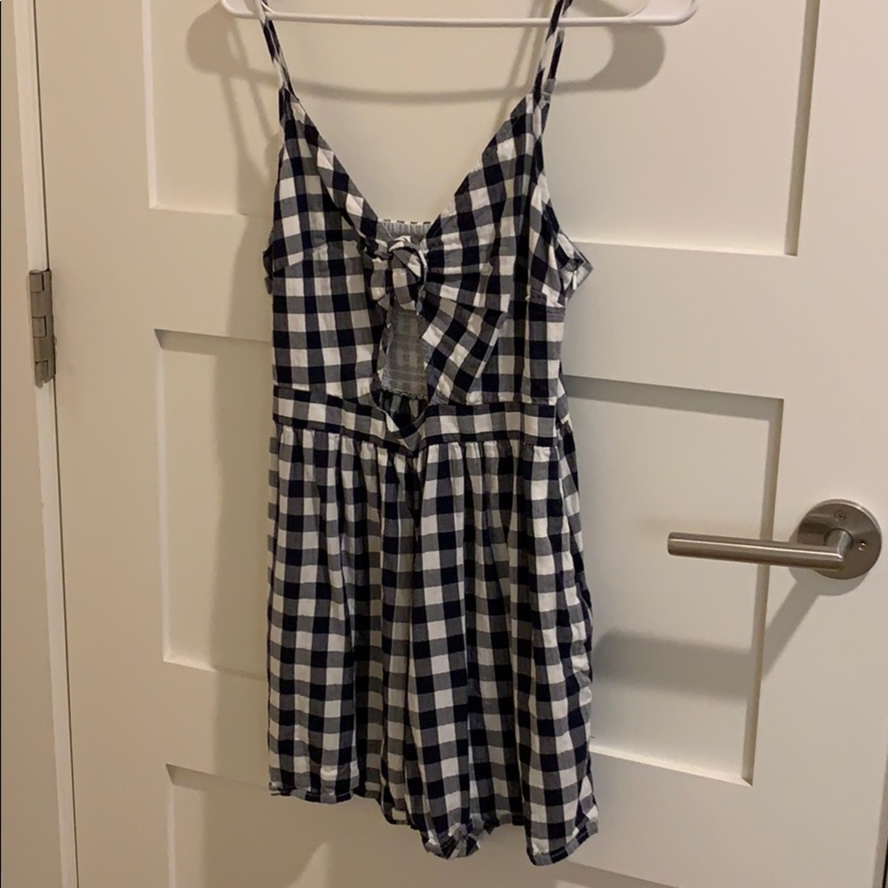 Gingham Tie Front Romper
